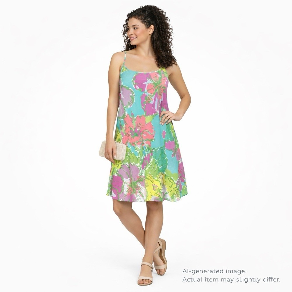 Lilly Pulitzer Womens XS Silk Tropical Floral Slip Dress Y2K‎ Resort Vacation
